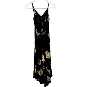 Mimi Chica jumpsuit black yellow floral rose petals rayon v-neck summer outfit